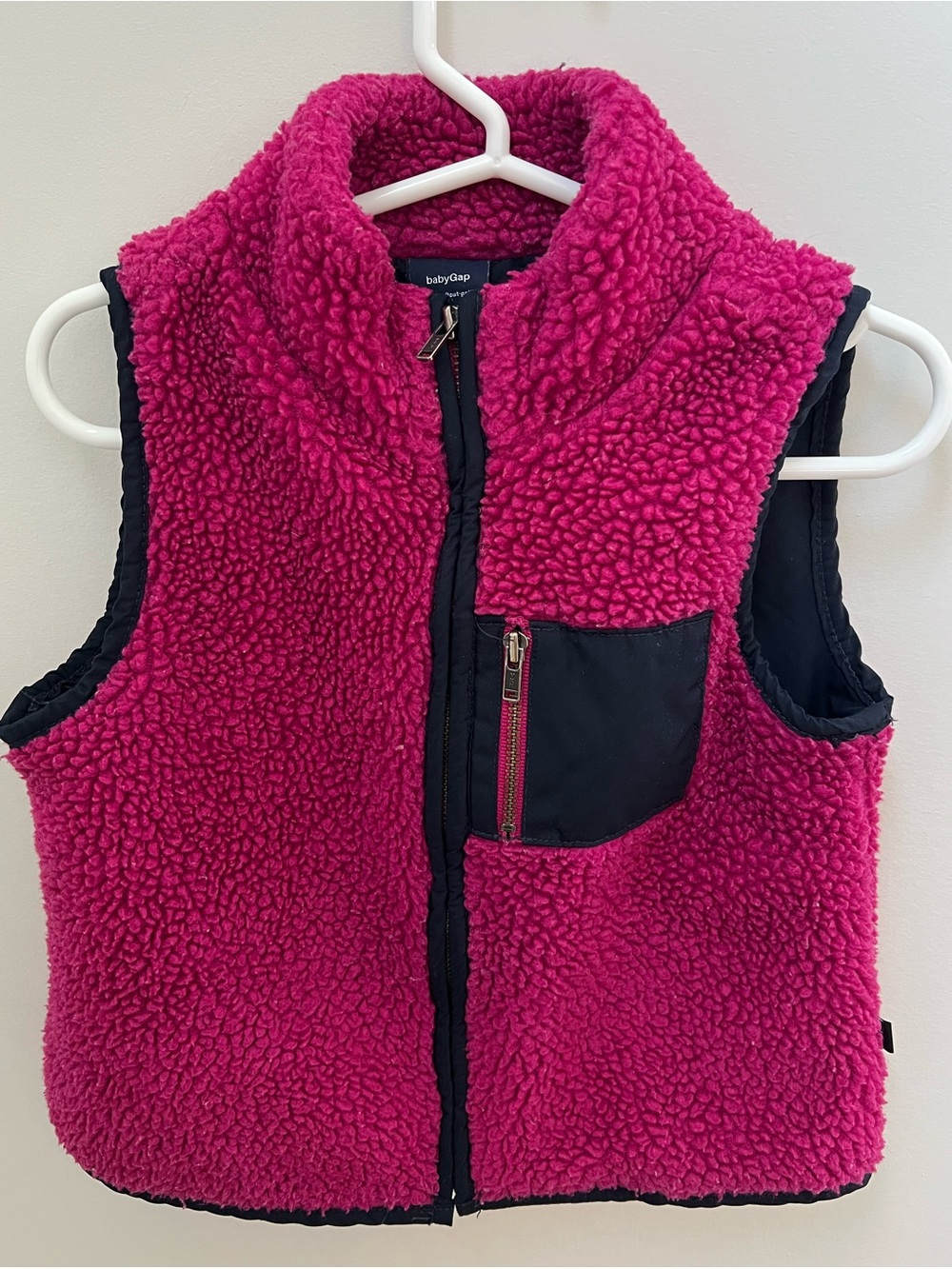 GAP Kids Hot Pink Sherpa Vest with Black Trim